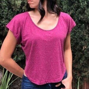 Toska Berry Color Open Crochet Back Crop Top SZ S